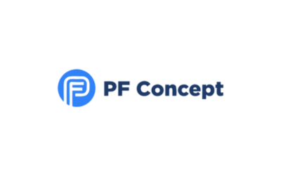 Vit bakgrund med blå logga och text "PF CONCEPT".
